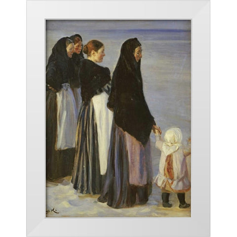 The Departure of The Fishing Fleet White Modern Wood Framed Art Print by Kroyer, Peter Severin
