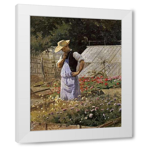 A Small Problem In The Corner of The Rosary White Modern Wood Framed Art Print by Laissement, Henri Adolphe