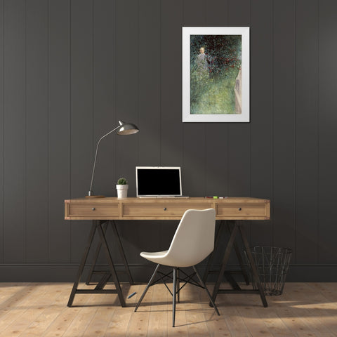 In The Hawthorn Hedge White Modern Wood Framed Art Print by Larsson, Carl