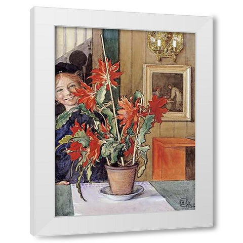Britas Cactus White Modern Wood Framed Art Print by Larsson, Carl