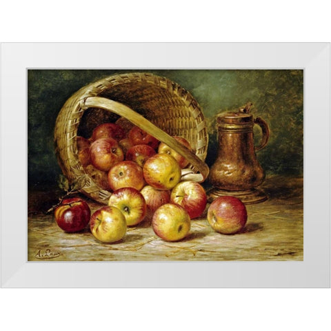 A Basket of Apples White Modern Wood Framed Art Print by Laux, August
