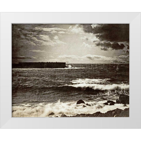 The Great Wave, Sete White Modern Wood Framed Art Print by Le Gray, Gustave