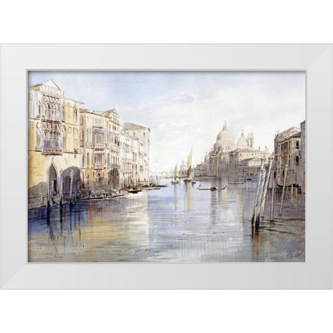 The Grand Canal, With Santa Maria Della Salute, Venice, Italy White Modern Wood Framed Art Print by Lear, Edward