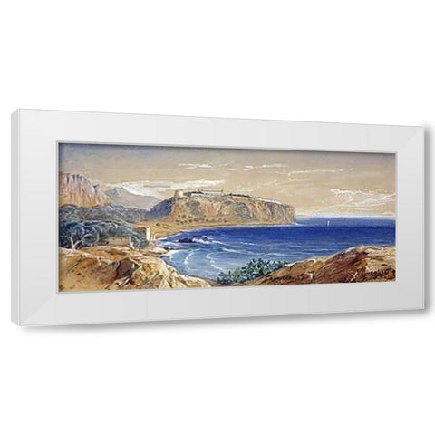 Monaco From Cap Dail White Modern Wood Framed Art Print by Lear, Edward