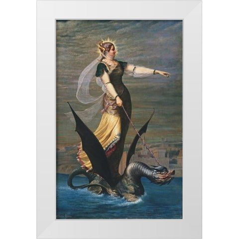 La Tarrasque White Modern Wood Framed Art Print by Lepec, Charles