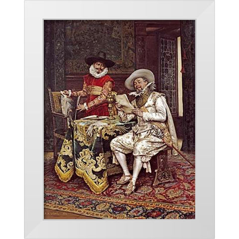 The Connoisseurs White Modern Wood Framed Art Print by Lesrel, Adolphe Alexander