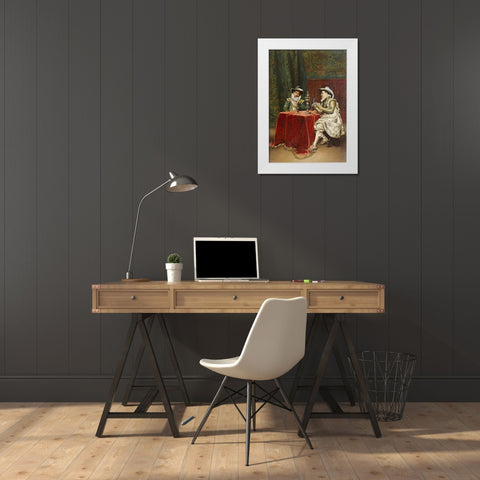 The TMapsp Card White Modern Wood Framed Art Print by Lesrel, Adolphe Alexander