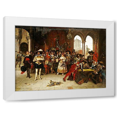 Musketeers of The King White Modern Wood Framed Art Print by Lesrel, Adolphe Alexander
