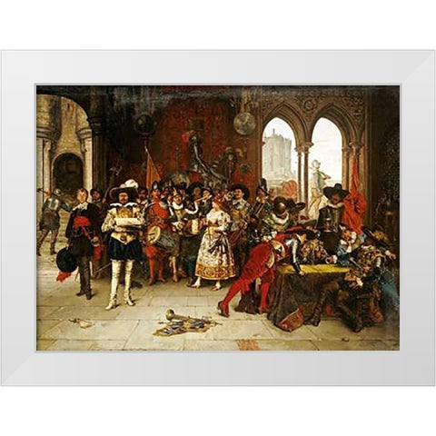 Musketeers of The King White Modern Wood Framed Art Print by Lesrel, Adolphe Alexander