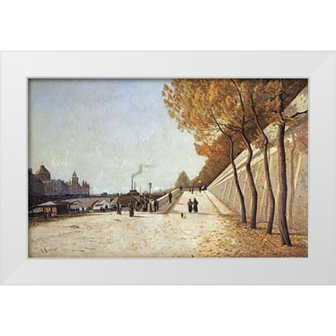 A View of The Conciergerie, Paris White Modern Wood Framed Art Print by Linguet, Henri