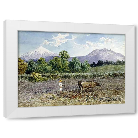 Campesino Arando White Modern Wood Framed Art Print by Lohr, Augusto