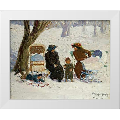 Nursemaids, High Bridge Park White Modern Wood Framed Art Print by Luks, George