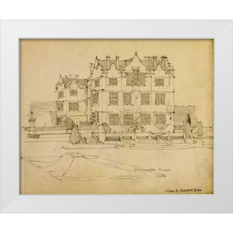 Somerset, Montacute House, 1895 White Modern Wood Framed Art Print by Mackintosh, Charles Rennie