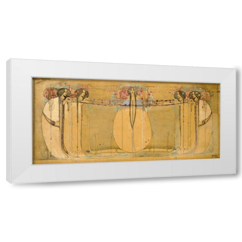 The May Queen White Modern Wood Framed Art Print by Mackintosh, Margaret Macdonald