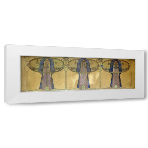 Design For a Decorative Frieze White Modern Wood Framed Art Print by MacNair, Frances MacDonald