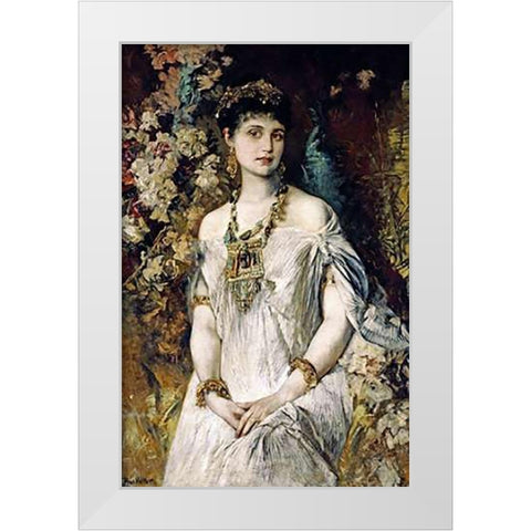 Woman In In Egyptian Costume White Modern Wood Framed Art Print by Makart, Hans