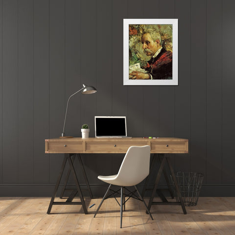 A Portrait of The Artists Father White Modern Wood Framed Art Print by Mancini, Antonio