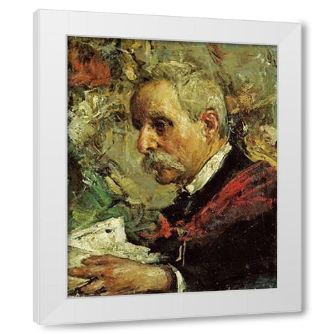A Portrait of The Artists Father White Modern Wood Framed Art Print by Mancini, Antonio