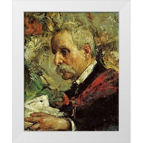 A Portrait of The Artists Father White Modern Wood Framed Art Print by Mancini, Antonio