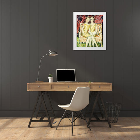 Flappers White Modern Wood Framed Art Print by Maurer, Alfred Henry