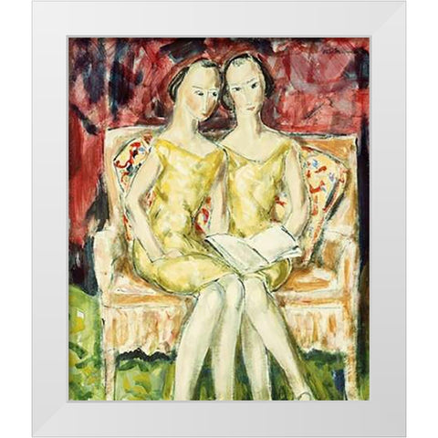 Flappers White Modern Wood Framed Art Print by Maurer, Alfred Henry