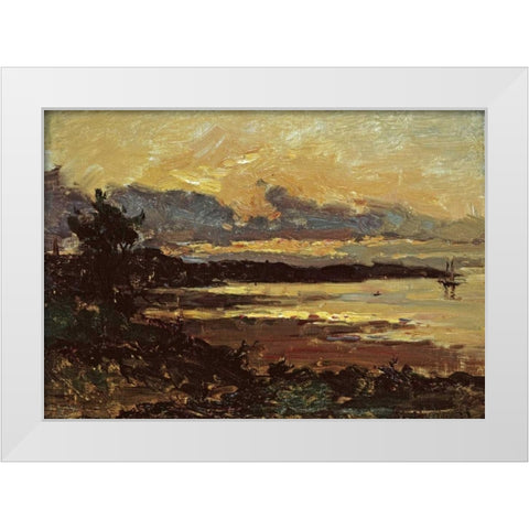 Sunset at Manchester, Massachusetts White Modern Wood Framed Art Print by Metcalf, Willard Leory