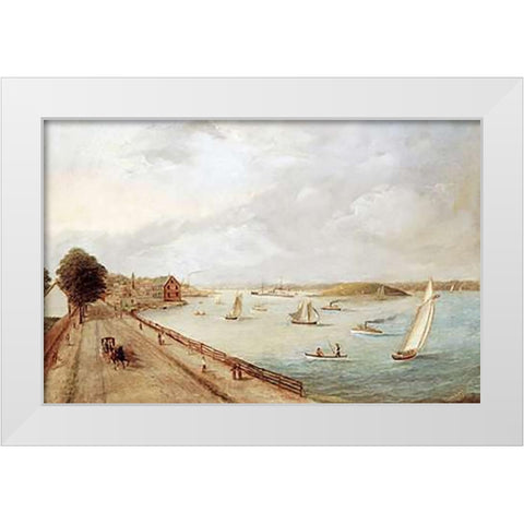 New York Harbor, 1890 White Modern Wood Framed Art Print by Murray, Cassie