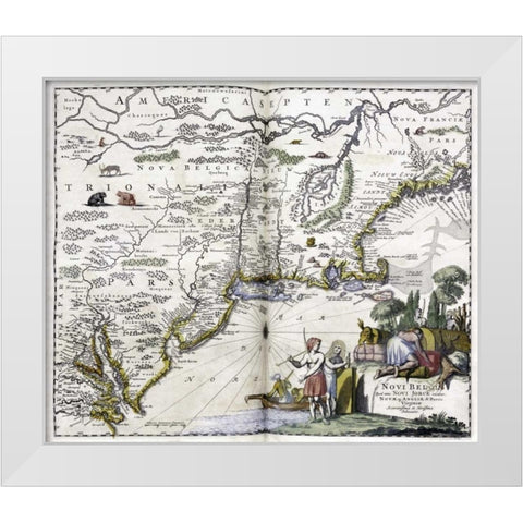 Map of The New World White Modern Wood Framed Art Print by Ogilby, John