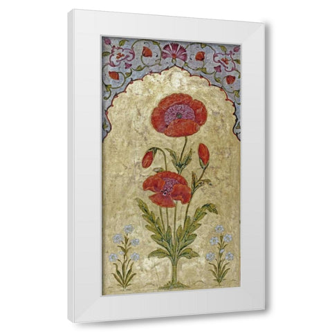 Poppy Blossoms White Modern Wood Framed Art Print by Oudh