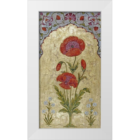 Poppy Blossoms White Modern Wood Framed Art Print by Oudh