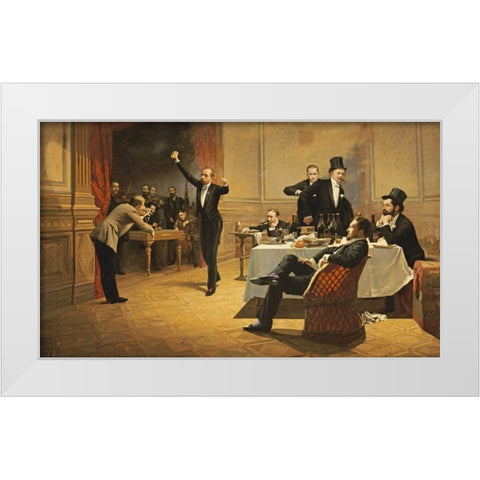 The Dinner Party White Modern Wood Framed Art Print by Paczka, Ferencz