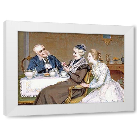 The Joy of Giving White Modern Wood Framed Art Print by Palau, Albertina