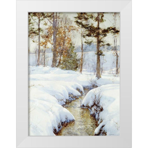 Snowladen Brook White Modern Wood Framed Art Print by Palmer, Walter Launt