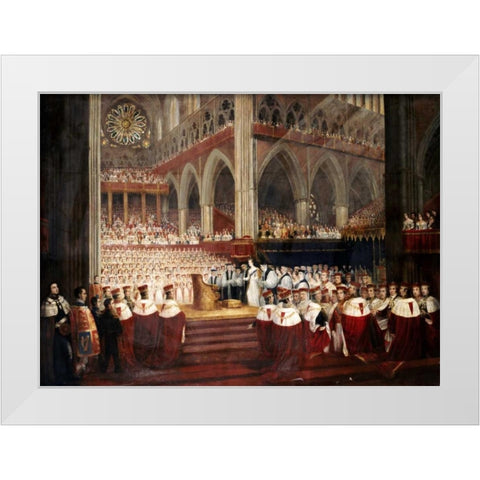 The Coronation of Queen Victoria White Modern Wood Framed Art Print by Parris, Edmund Thomas