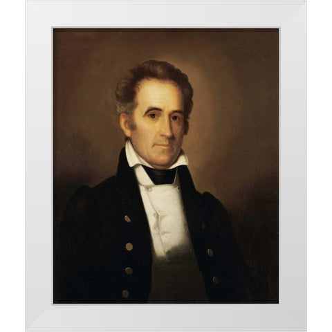 Portrait of American Statesman Richard Mentor Johnson White Modern Wood Framed Art Print by Peale, Rembrandt