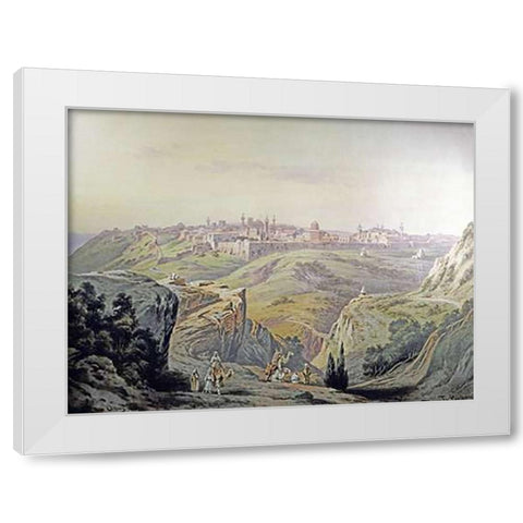 A View of Jerusalem White Modern Wood Framed Art Print by Perlberg, Friedrich