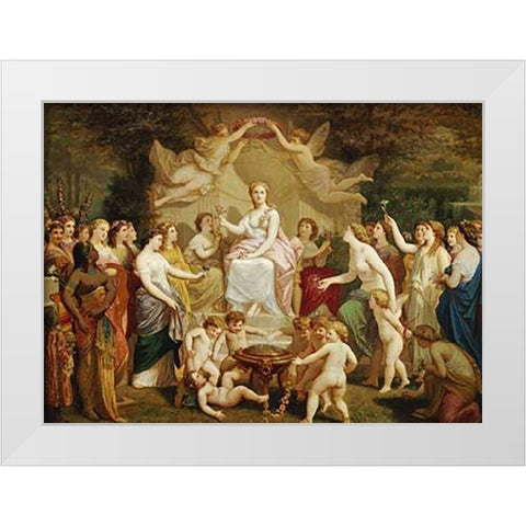 An Allegory of Spring White Modern Wood Framed Art Print by Picou, Henri Pierre