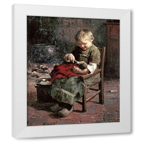 The Dolls Supper White Modern Wood Framed Art Print by Pieters, Evert