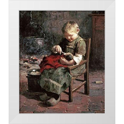 The Dolls Supper White Modern Wood Framed Art Print by Pieters, Evert