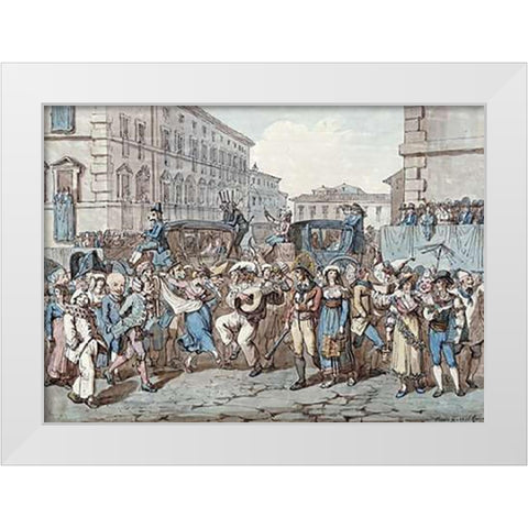 Carnevale a Roma White Modern Wood Framed Art Print by Pinelli, Bartolomeo