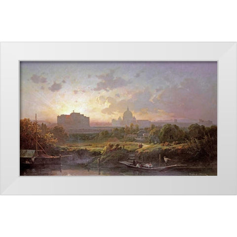 View of Rome at Sunset White Modern Wood Framed Art Print by Ponthus-Cinier, Antoine
