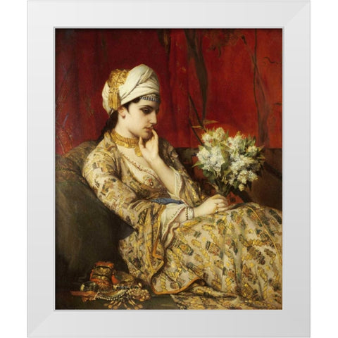 The Odalisque White Modern Wood Framed Art Print by Portaels, Jan Frans