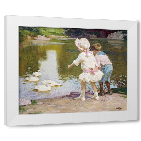 In The Park White Modern Wood Framed Art Print by Potthast, Edward Henry