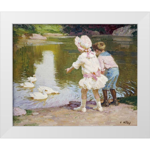 In The Park White Modern Wood Framed Art Print by Potthast, Edward Henry
