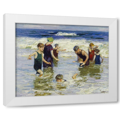 The Bathers White Modern Wood Framed Art Print by Potthast, Edward Henry