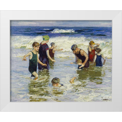 The Bathers White Modern Wood Framed Art Print by Potthast, Edward Henry