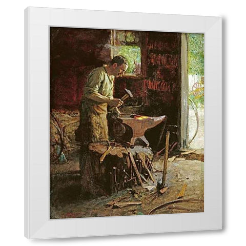 Blacksmith White Modern Wood Framed Art Print by Potthast, Edward Henry