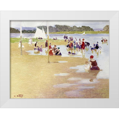 Bathers White Modern Wood Framed Art Print by Potthast, Edward Henry