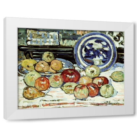 Still Life With Apples White Modern Wood Framed Art Print by Prendergast, Maurice Brazil