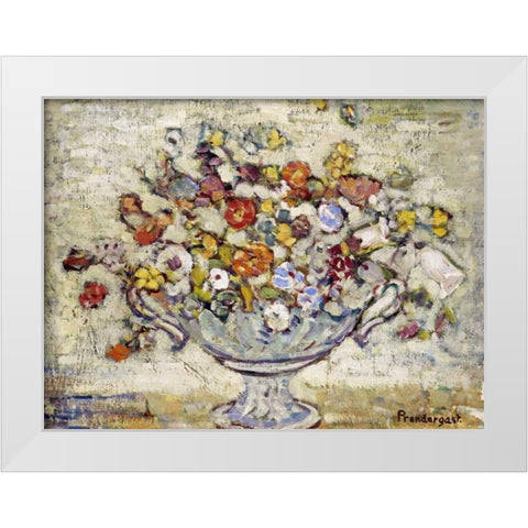 Floral Still Life White Modern Wood Framed Art Print by Prendergast, Maurice Brazil